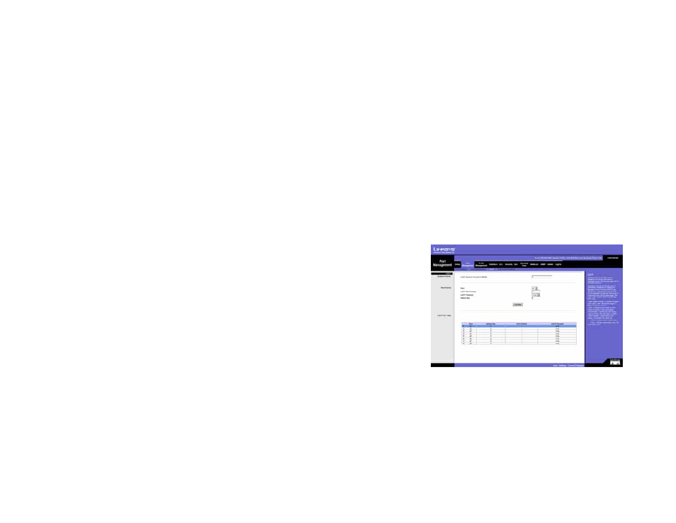 Port management tab - lacp | Linksys SRW2008 User Manual | Page 45 / 130