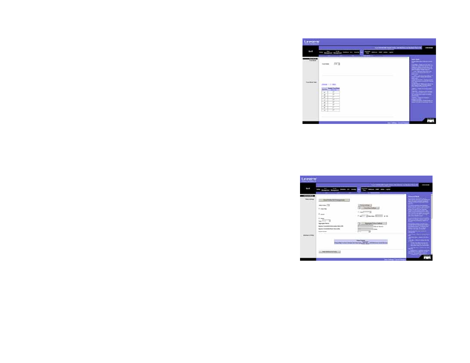 Qos tab - basic mode, Qos tab - advanced mode | Linksys SRW2008 User Manual | Page 71 / 130