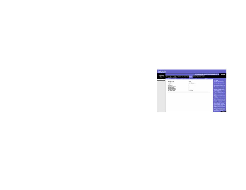 Spanning tree, Spanning tree tab - stp status | Linksys SRW2008 User Manual | Page 74 / 130