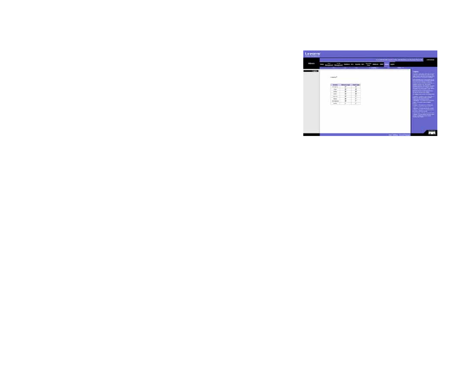 Admin tab - logging | Linksys SRW2008 User Manual | Page 94 / 130