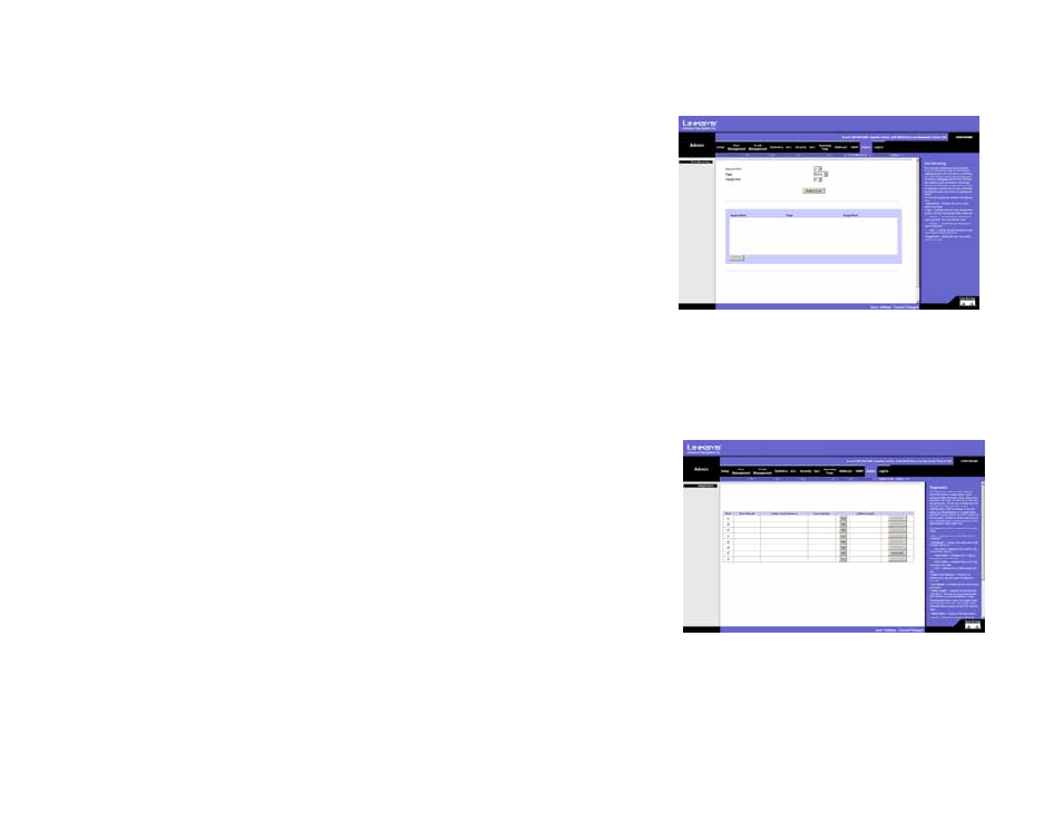 Admin tab - port mirroring, Admin tab - cable test | Linksys SRW2008 User Manual | Page 95 / 130