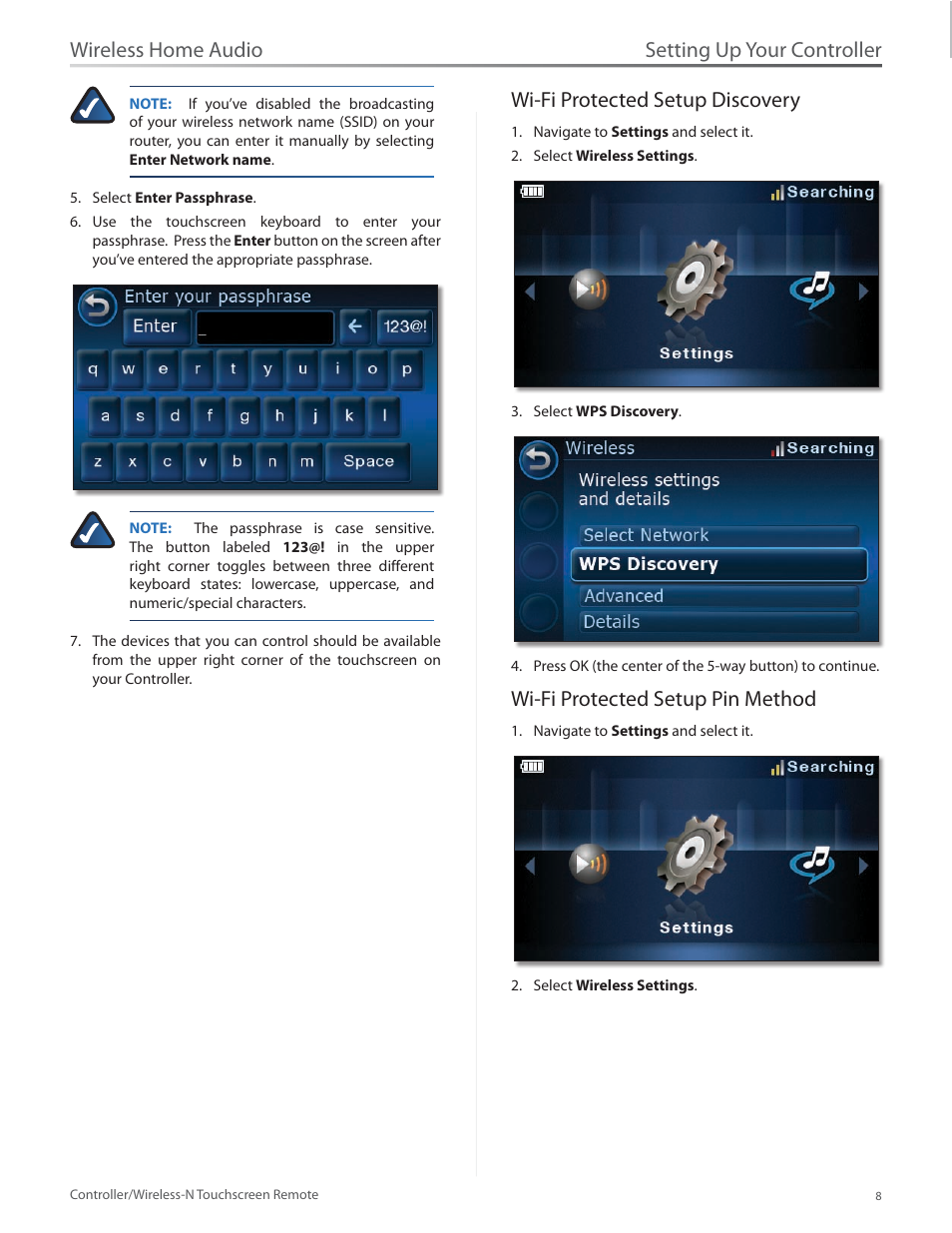 Wi-fi protected setup discovery, Wi-fi protected setup pin method, Setting up your controller | Wireless home audio | Linksys DMRW1000 User Manual | Page 15 / 58