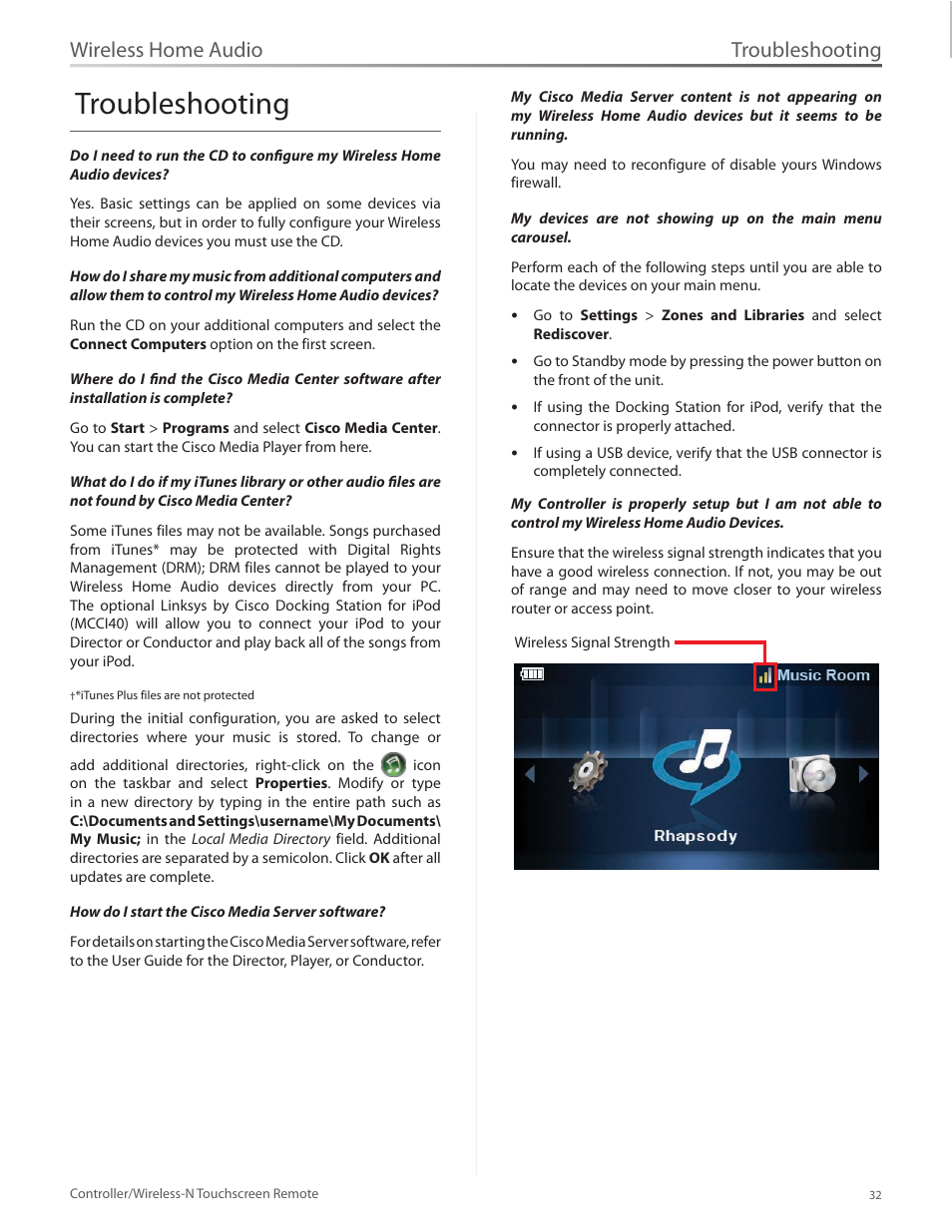 Troubleshooting, Wireless home audio | Linksys DMRW1000 User Manual | Page 39 / 58