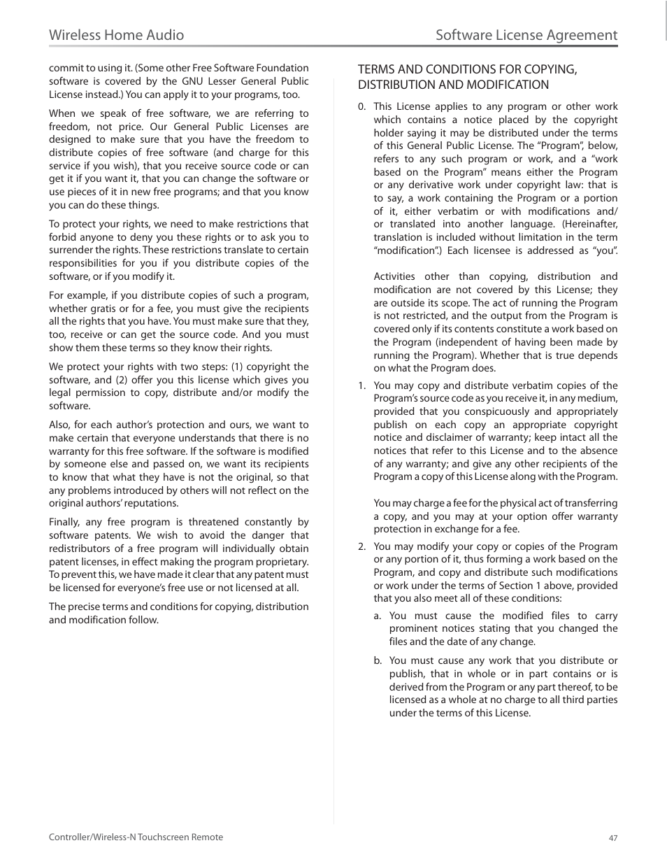 Software license agreement, Wireless home audio | Linksys DMRW1000 User Manual | Page 54 / 58