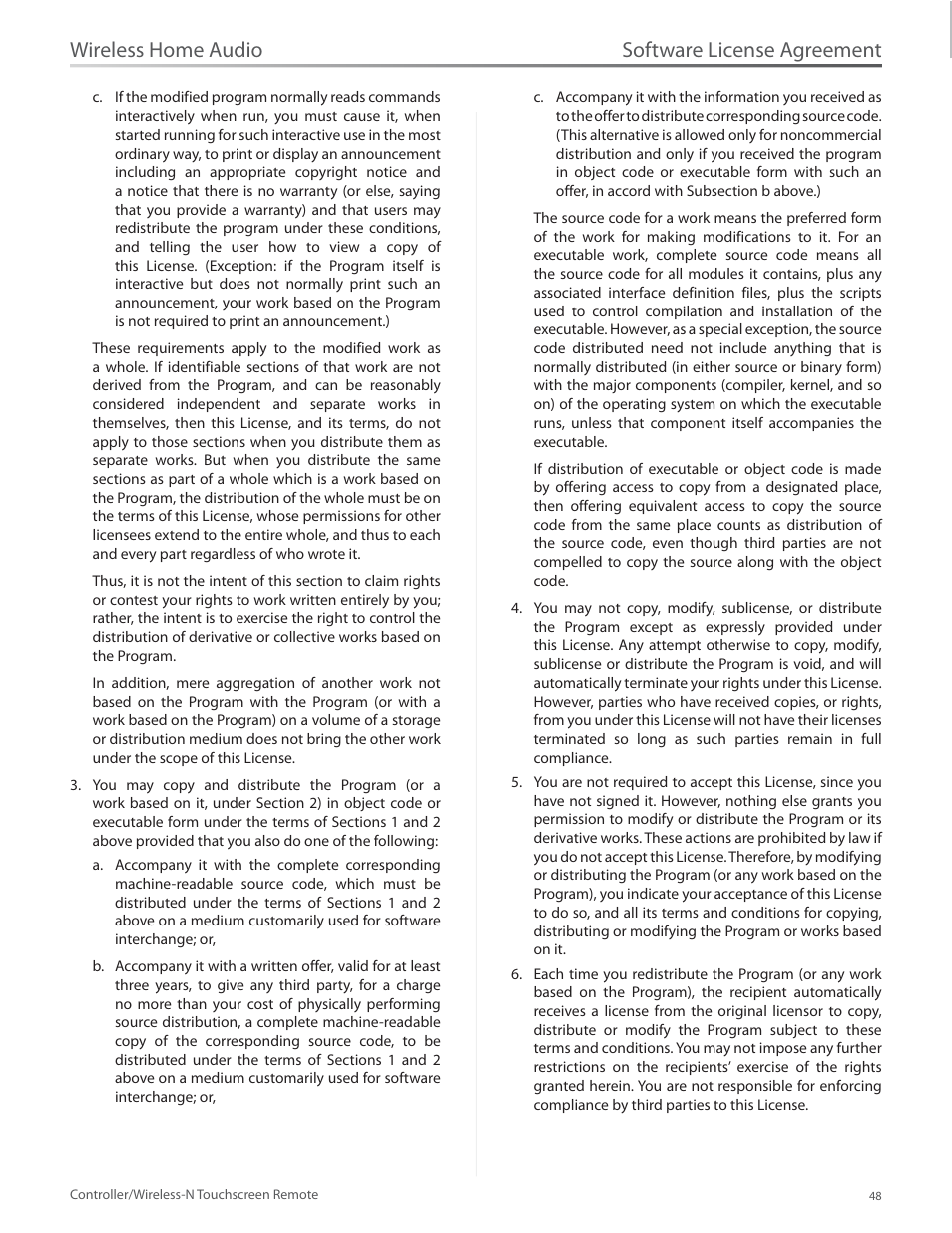 Software license agreement, Wireless home audio | Linksys DMRW1000 User Manual | Page 55 / 58