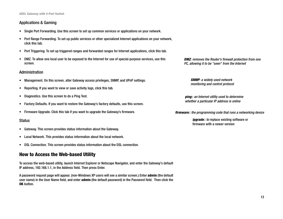 How to access the web-based utility | Linksys AG041 User Manual | Page 20 / 80