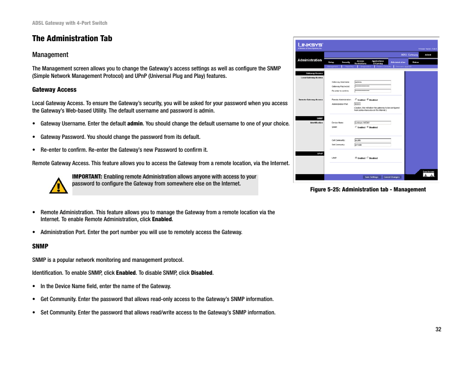 The administration tab | Linksys AG041 User Manual | Page 39 / 80