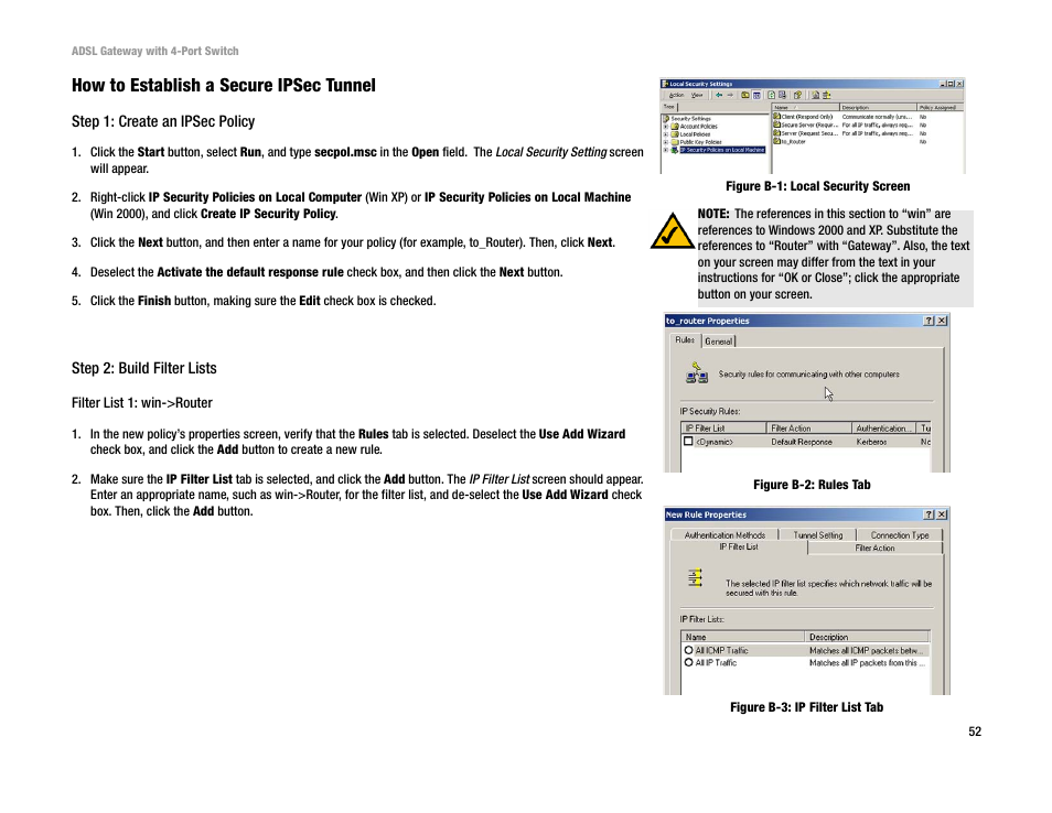 How to establish a secure ipsec tunnel | Linksys AG041 User Manual | Page 59 / 80