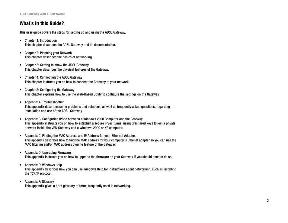 What’s in this guide | Linksys AG041 User Manual | Page 9 / 80