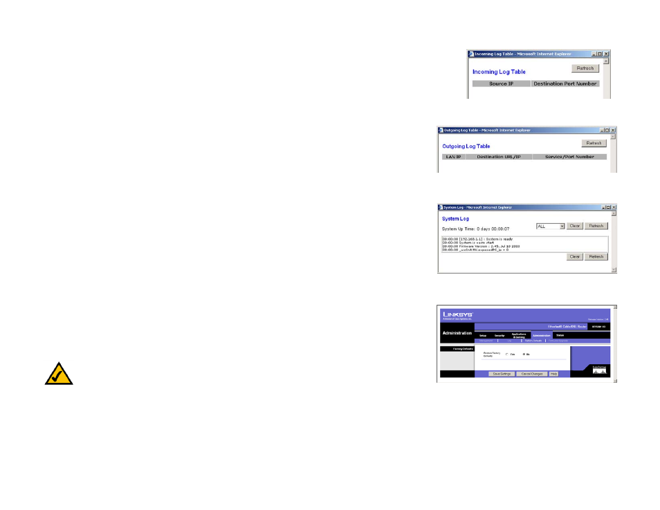 Factory defaults | Linksys BEFSR81 User Manual | Page 42 / 72
