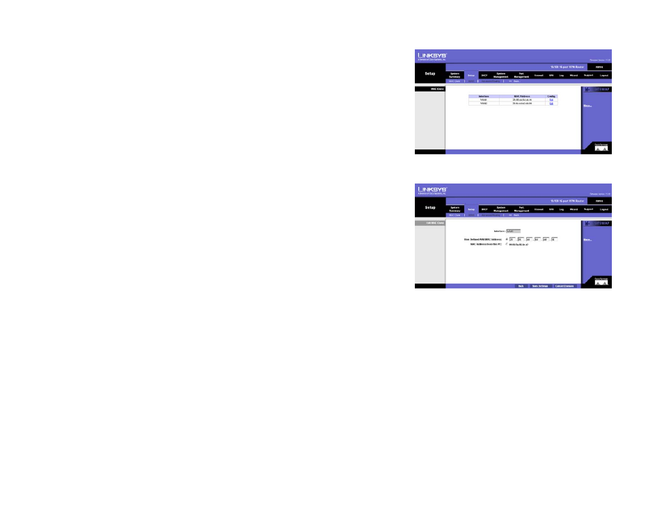 Setup tab - mac clone | Linksys RV016 User Manual | Page 41 / 127
