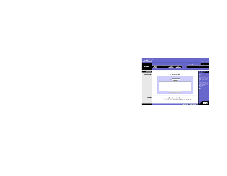 Firewall tab - content filter | Linksys RV016 User Manual | Page 60 / 127