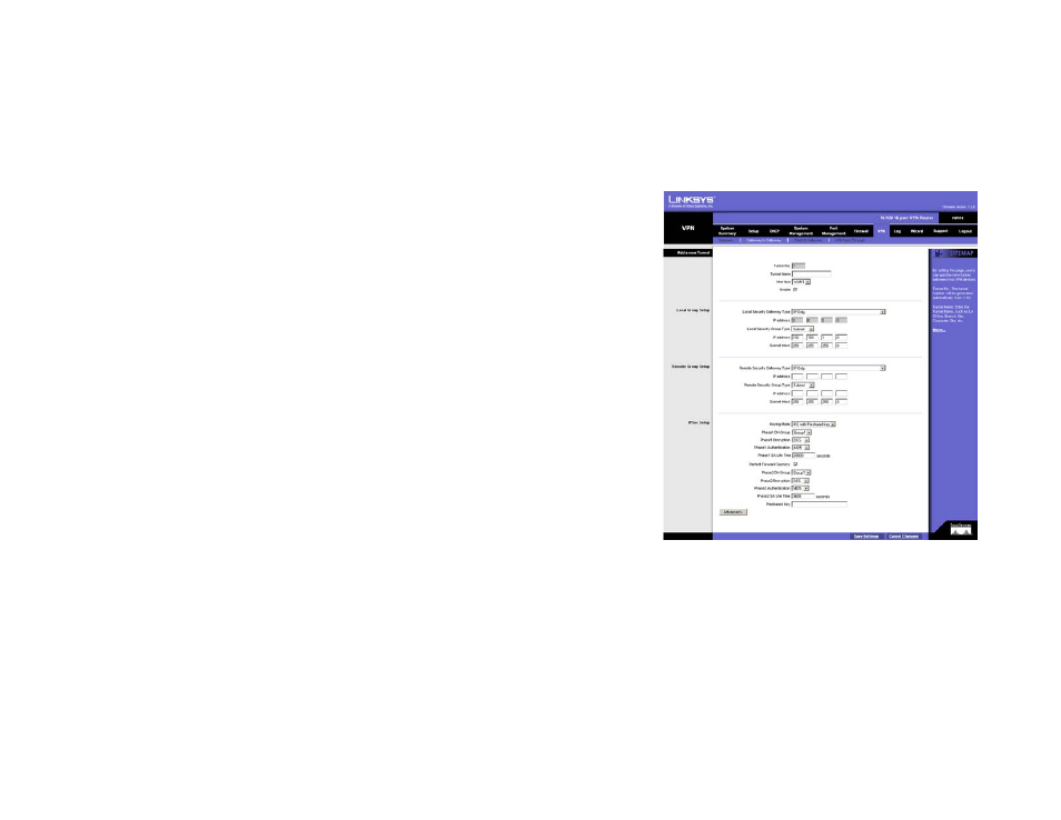 Vpn tab - gateway to gateway | Linksys RV016 User Manual | Page 63 / 127