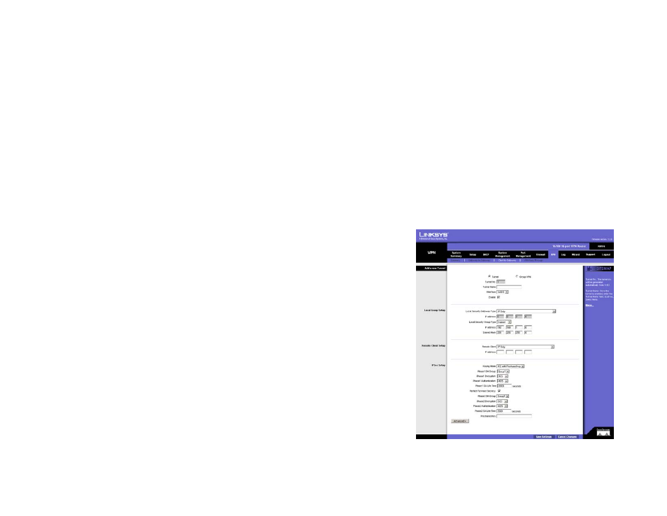 Vpn tab - client to gateway | Linksys RV016 User Manual | Page 70 / 127