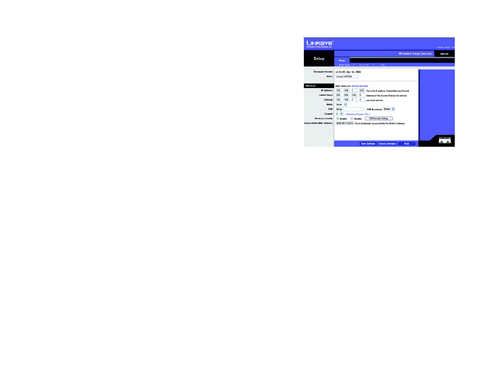 The setup tab | Linksys WRE54G User Manual | Page 19 / 41
