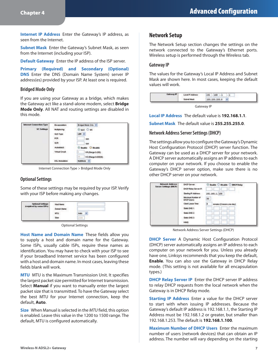 Advanced configuration, Network setup | Linksys WAG160N User Manual | Page 11 / 41