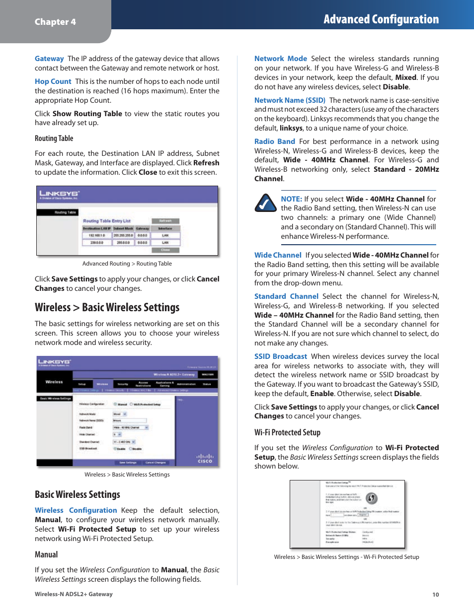 Wireless > basic wireless settings, Advanced configuration, Basic wireless settings | Linksys WAG160N User Manual | Page 14 / 41
