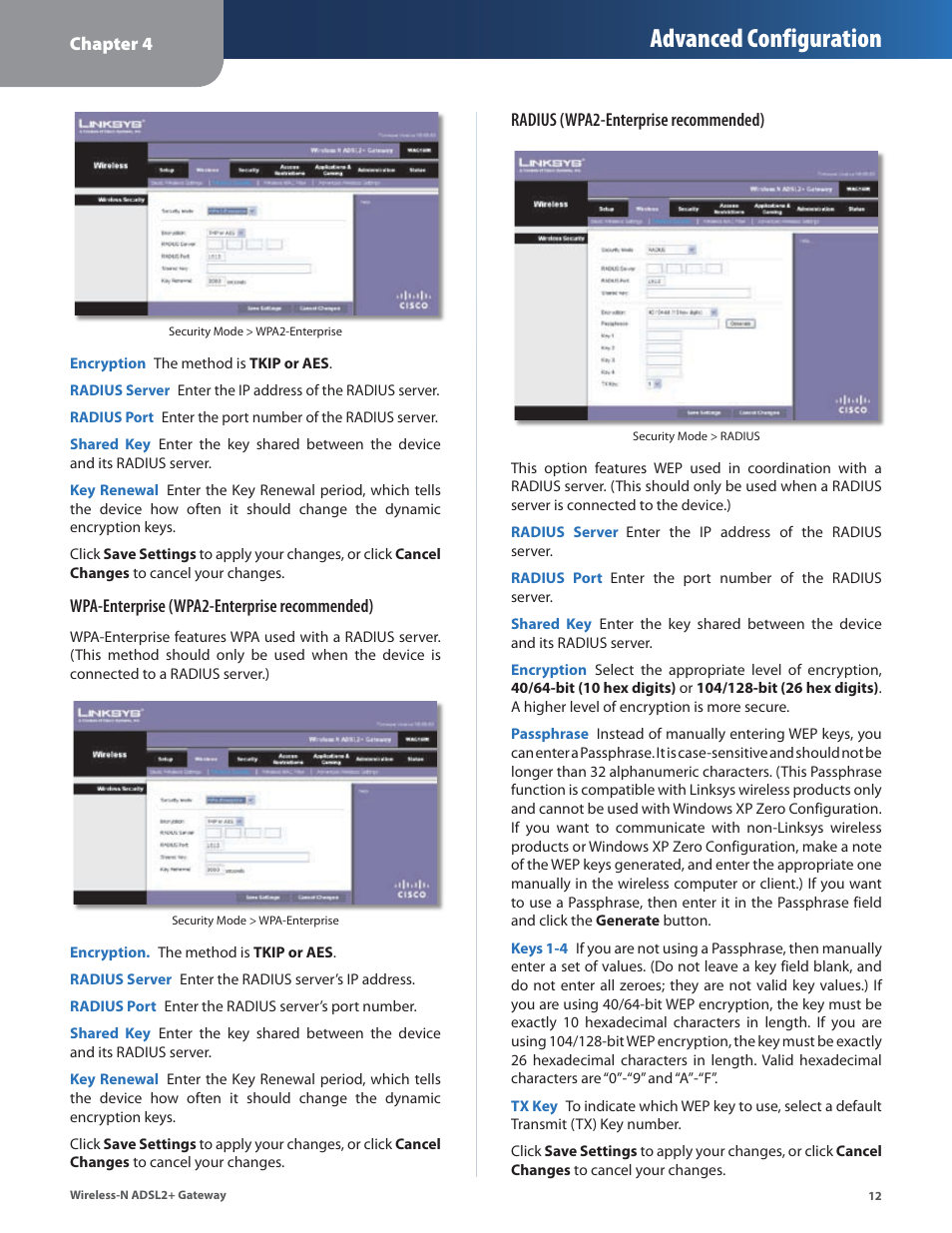 Advanced configuration | Linksys WAG160N User Manual | Page 16 / 41
