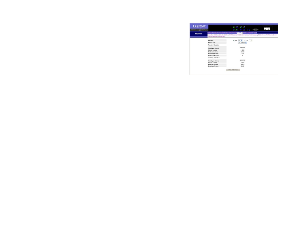 Statistics tab - interface statistics | Linksys SRW2016 User Manual | Page 48 / 73