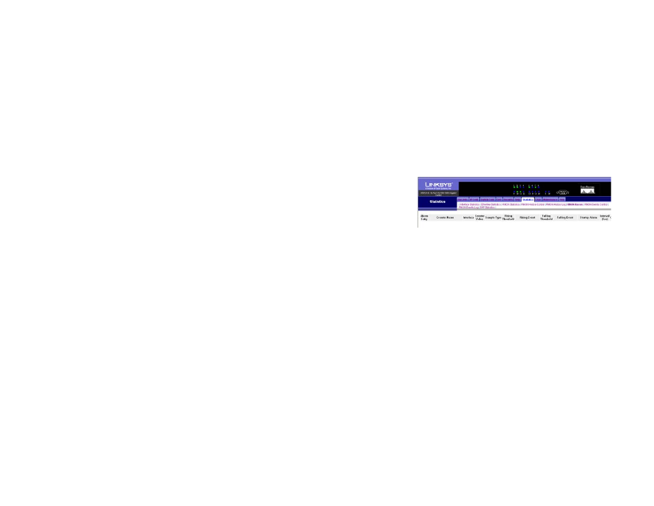 Statistics tab - rmon alarms | Linksys SRW2016 User Manual | Page 53 / 73