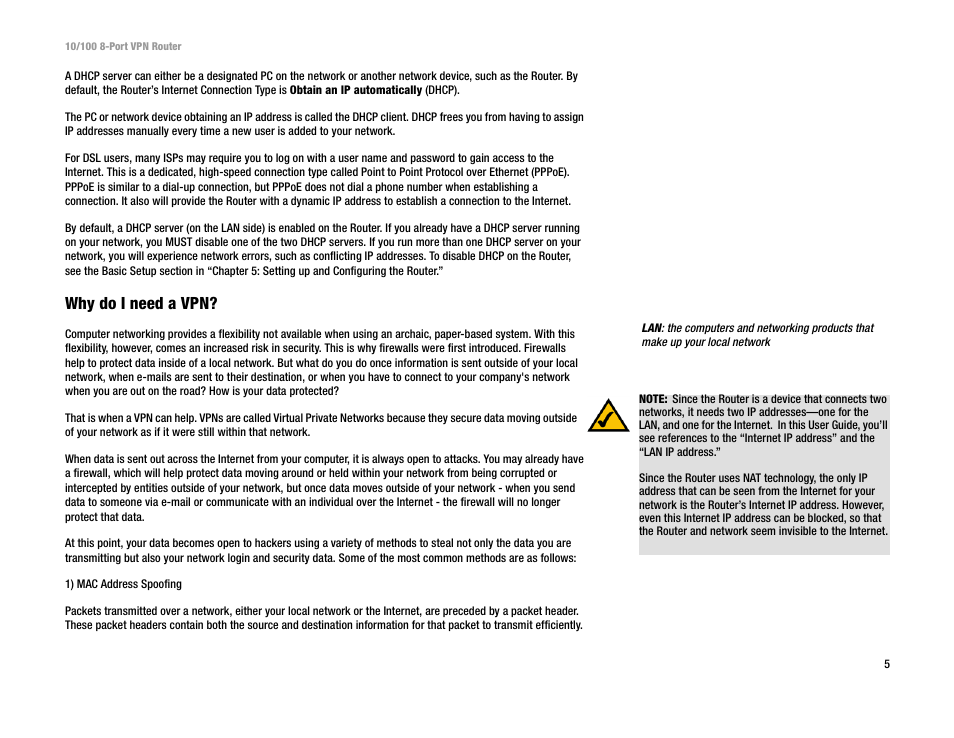 Why do i need a vpn | Linksys RV082 User Manual | Page 14 / 105