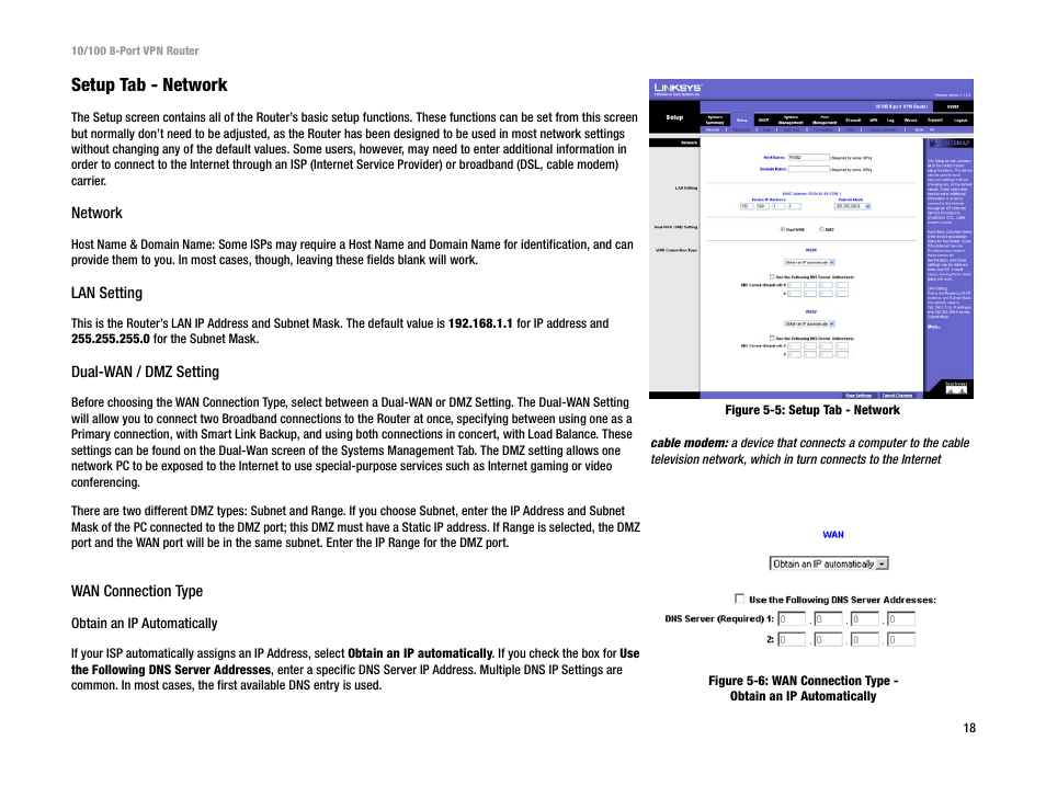 Setup tab - network | Linksys RV082 User Manual | Page 27 / 105