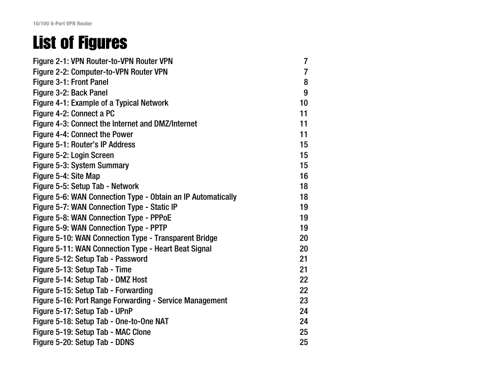 List of figures | Linksys RV082 User Manual | Page 6 / 105