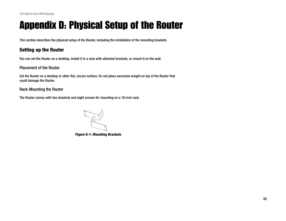 Appendix d: physical setup of the router | Linksys RV082 User Manual | Page 91 / 105