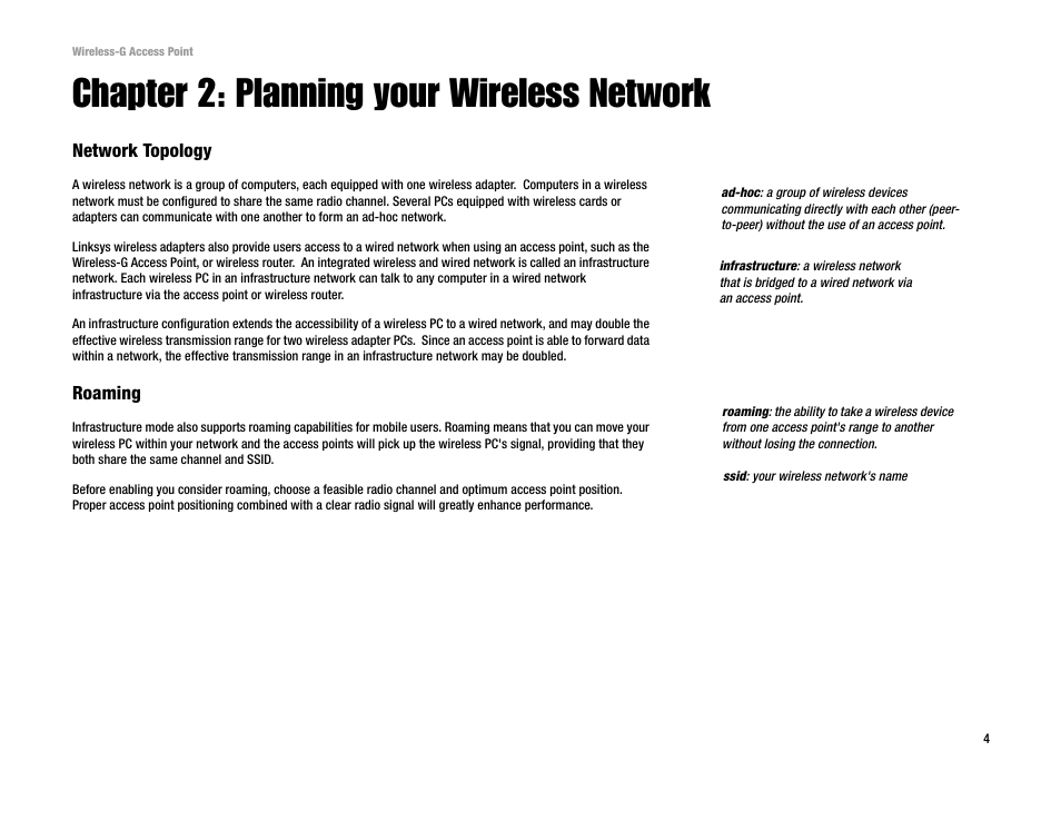 Chapter 2: planning your wireless network | Linksys WAP54G v2 User Manual | Page 10 / 59