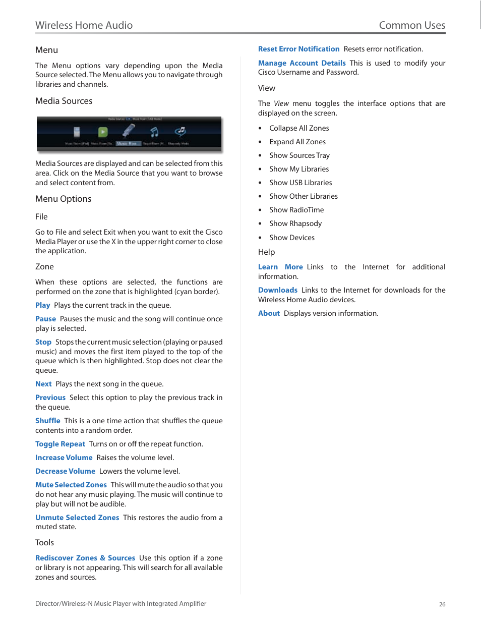 Common uses, Wireless home audio | Linksys Director / Wireless-N Music Player DMC250 User Manual | Page 33 / 73