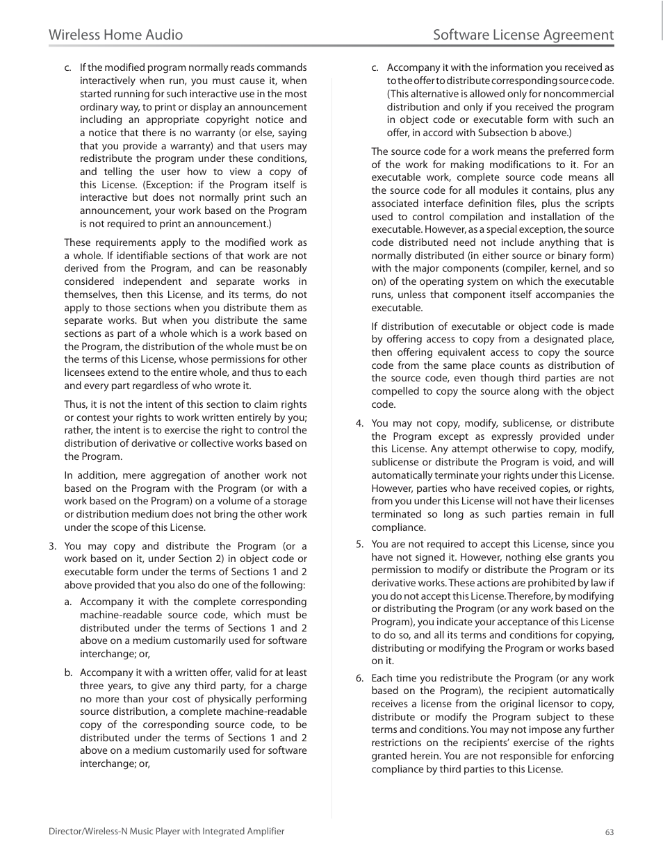 Software license agreement, Wireless home audio | Linksys Director / Wireless-N Music Player DMC250 User Manual | Page 70 / 73