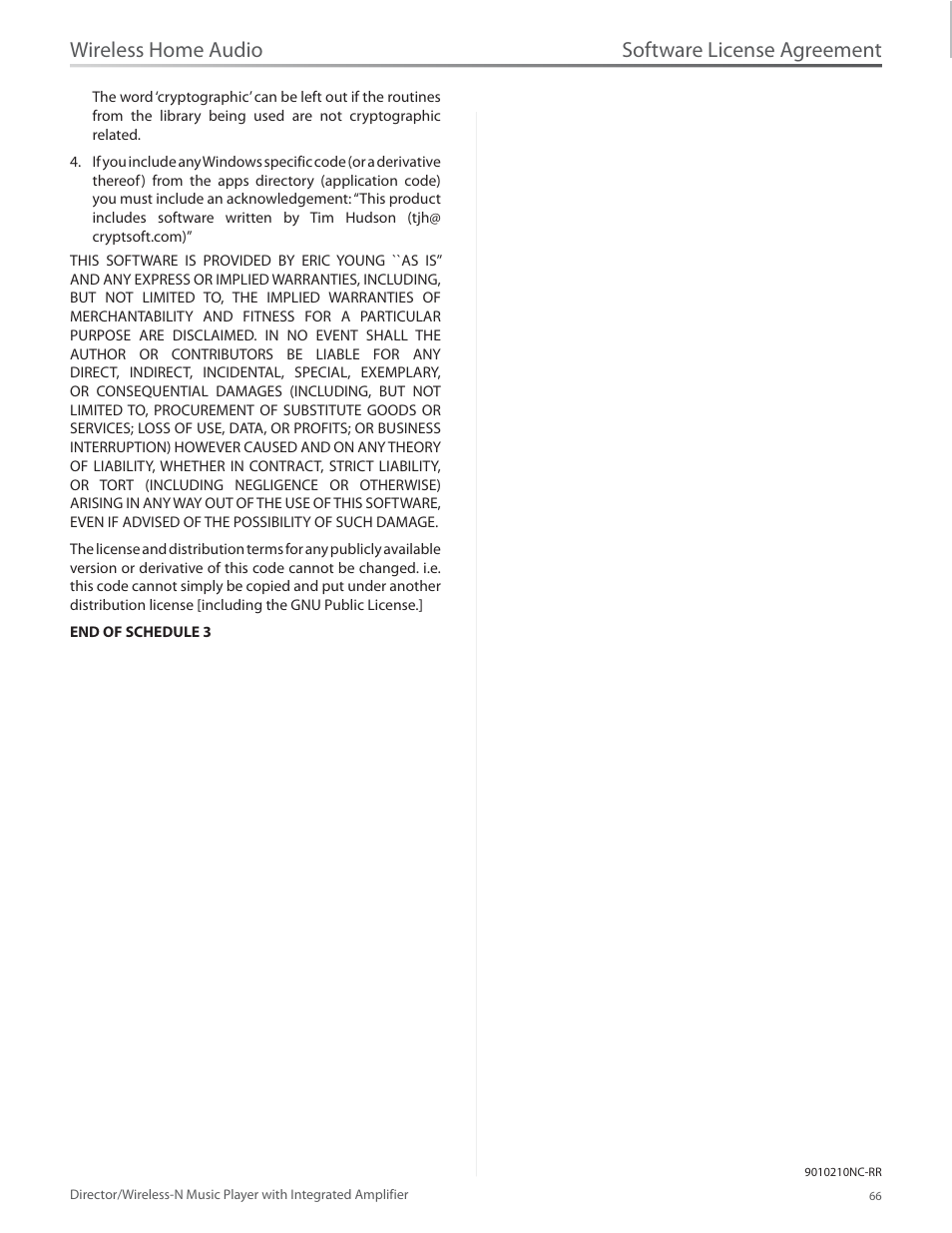 Software license agreement, Wireless home audio | Linksys Director / Wireless-N Music Player DMC250 User Manual | Page 73 / 73