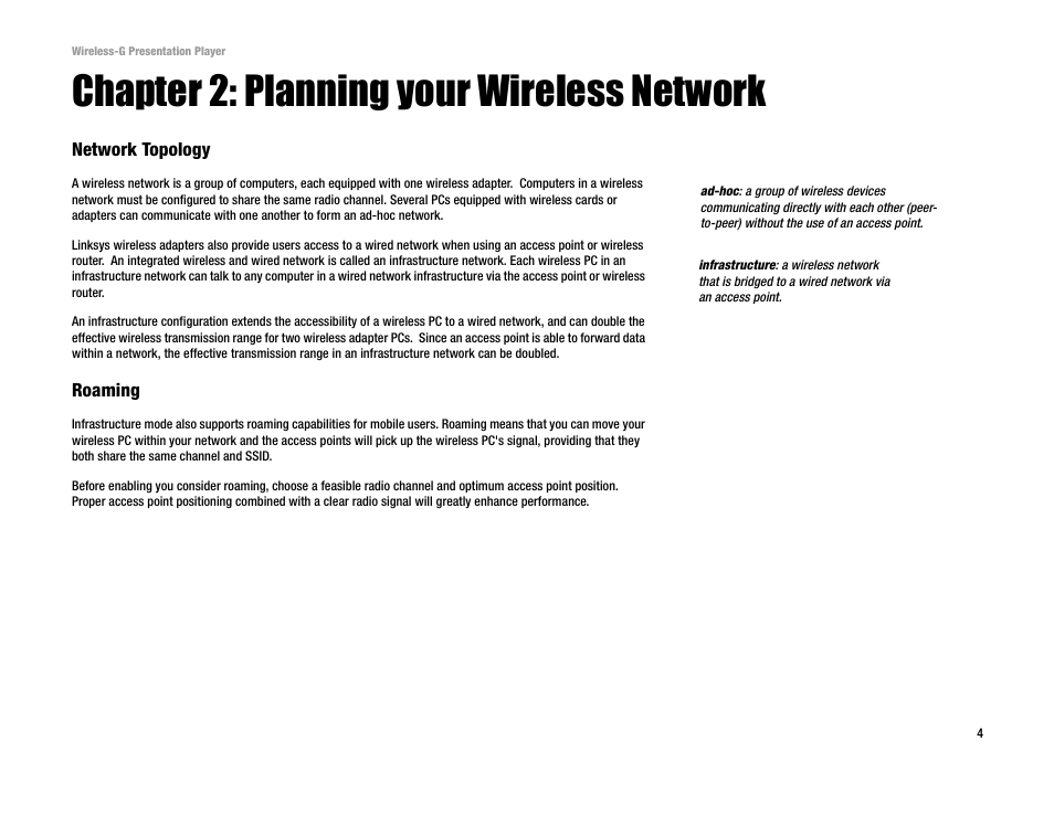 Chapter 2: planning your wireless network | Linksys WPG54G User Manual | Page 10 / 56
