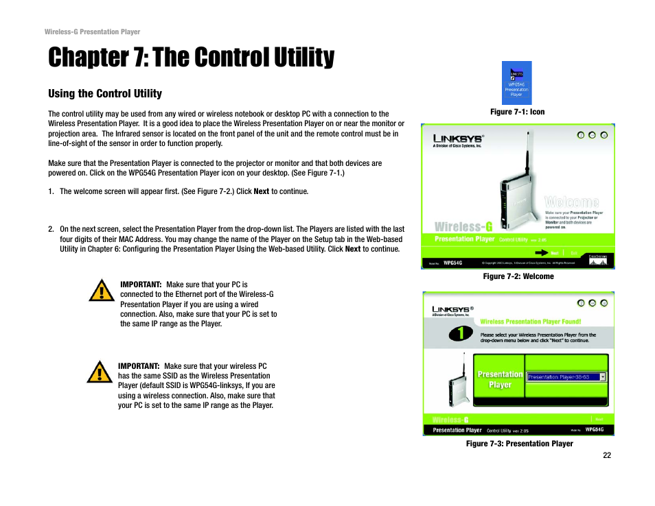 Chapter 7: the control utility | Linksys WPG54G User Manual | Page 28 / 56