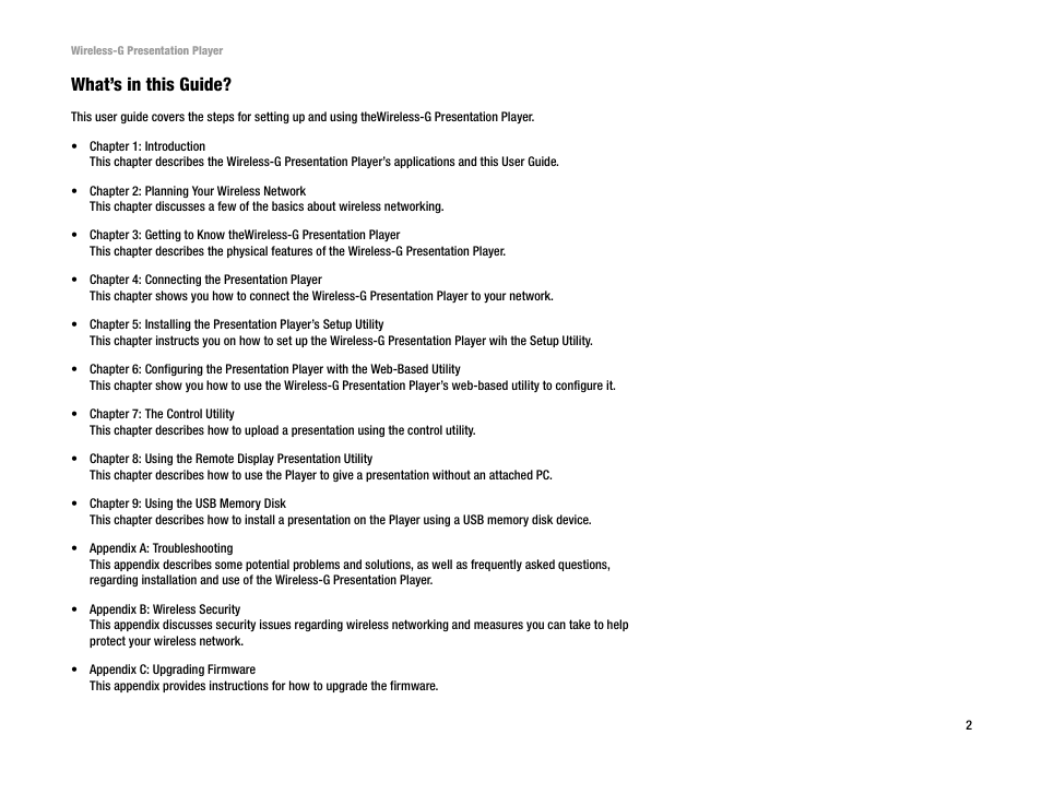 What’s in this guide | Linksys WPG54G User Manual | Page 8 / 56