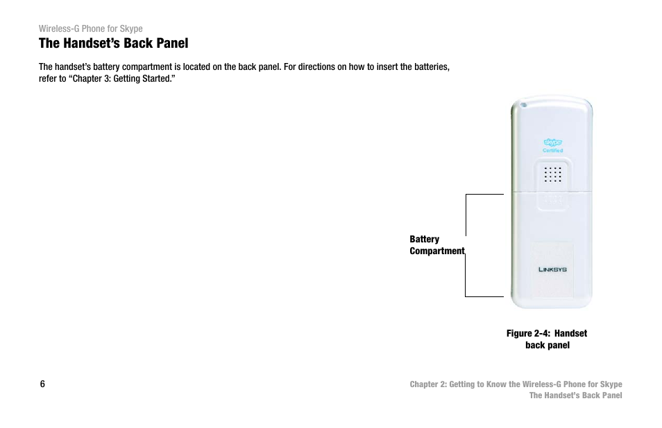 The handset’s back panel | Linksys iPhone WIP320 User Manual | Page 13 / 81