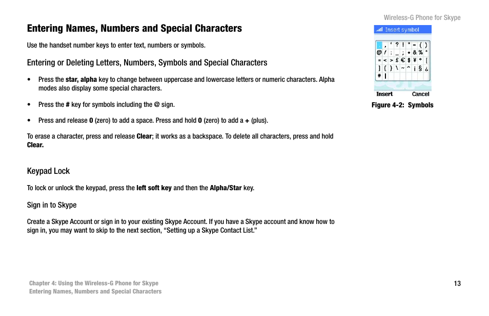 Entering names, numbers and special characters | Linksys iPhone WIP320 User Manual | Page 20 / 81