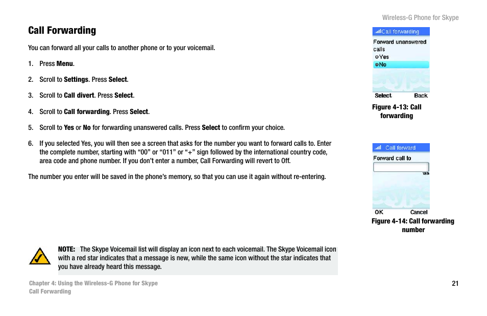 Call forwarding | Linksys iPhone WIP320 User Manual | Page 28 / 81