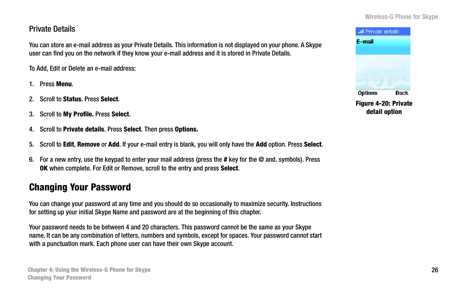 Changing your password | Linksys iPhone WIP320 User Manual | Page 33 / 81