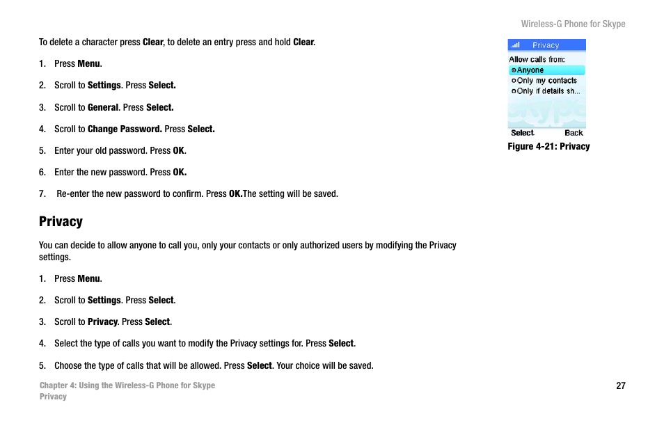 Privacy | Linksys iPhone WIP320 User Manual | Page 34 / 81