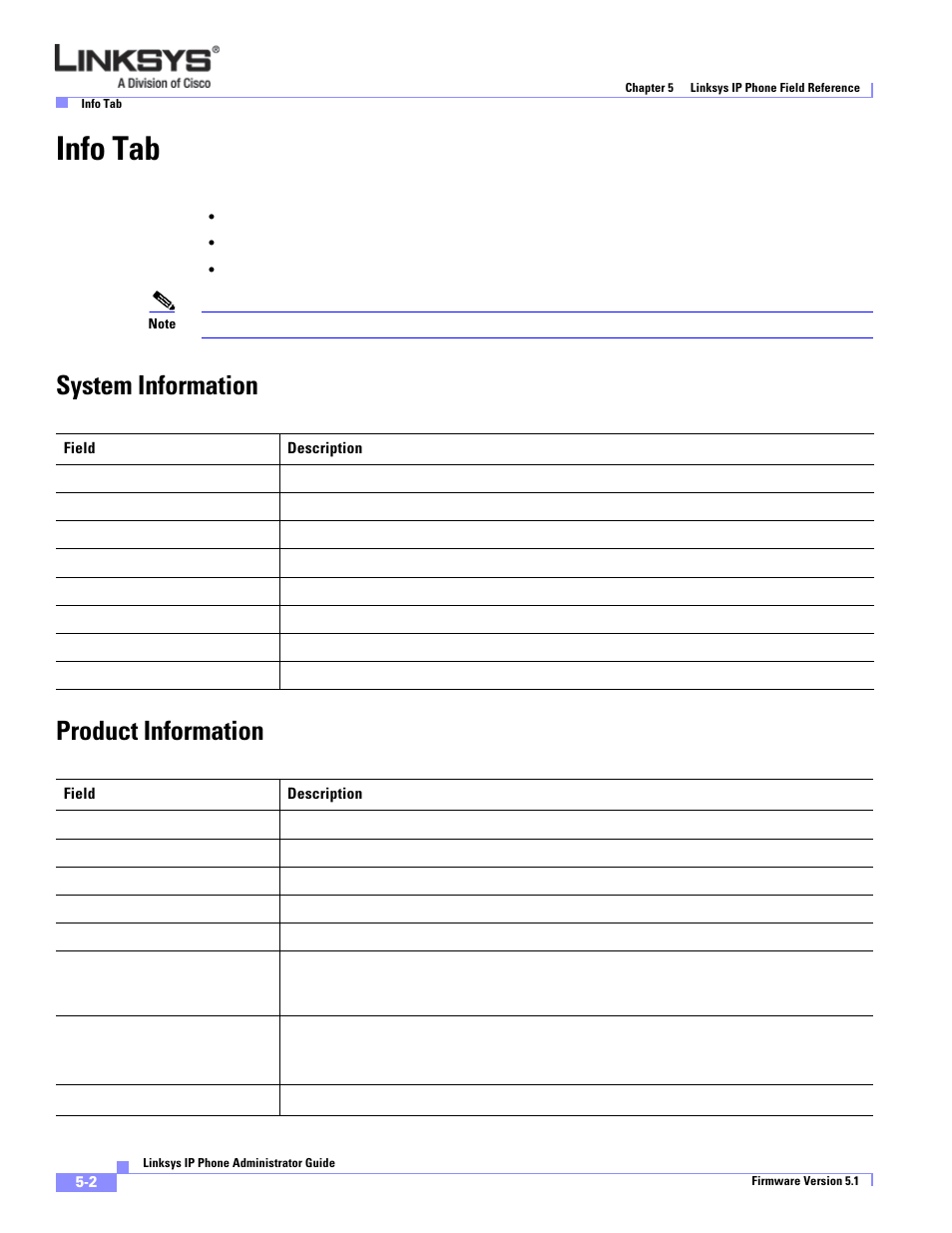 Info tab, System information, Product information | System information product information | Linksys SPA 900 User Manual | Page 107 / 165