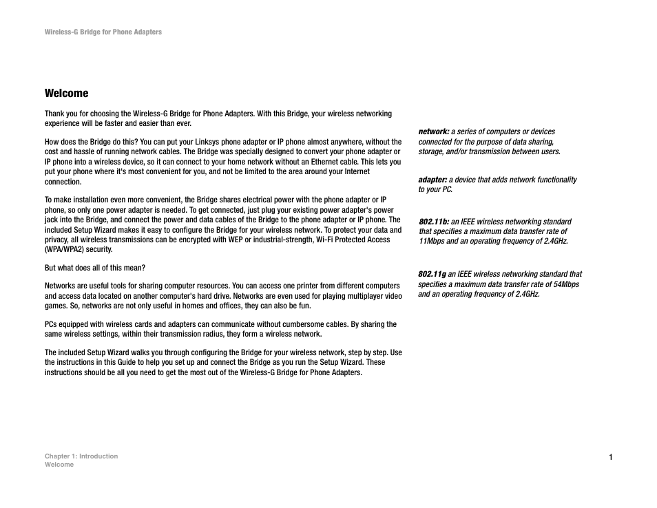 Chapter 1: introduction | Linksys WBP54G User Manual | Page 6 / 50
