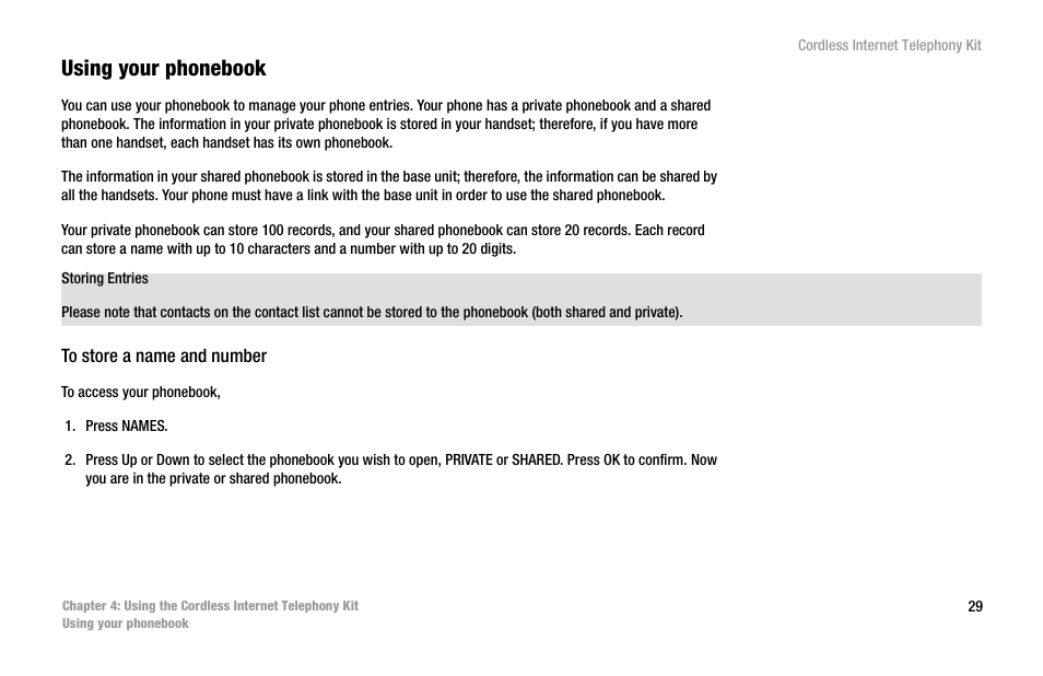 Using your phonebook | Linksys CIT200 User Manual | Page 36 / 100
