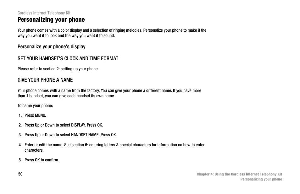 Personalizing your phone | Linksys CIT200 User Manual | Page 57 / 100