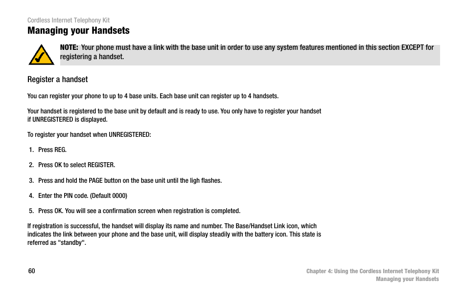 Managing your handsets | Linksys CIT200 User Manual | Page 67 / 100