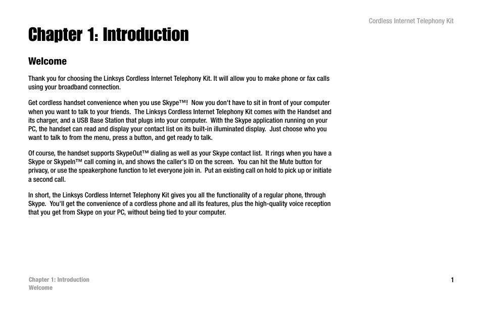 Chapter 1: introduction, Welcome | Linksys CIT200 User Manual | Page 8 / 100