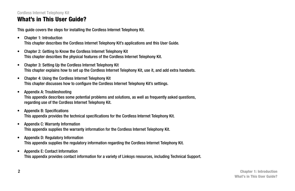 What’s in this user guide | Linksys CIT200 User Manual | Page 9 / 100