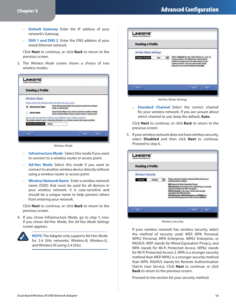 Advanced configuration | Linksys DUAL-BAND WIRELESS-N WUSB600N User Manual | Page 22 / 53