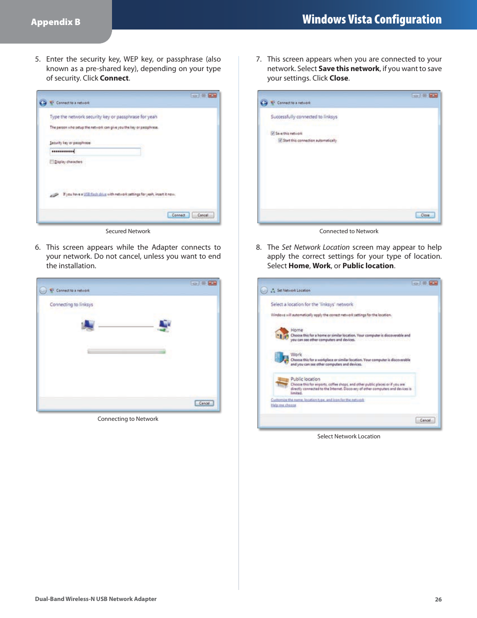 Windows vista configuration | Linksys DUAL-BAND WIRELESS-N WUSB600N User Manual | Page 29 / 53