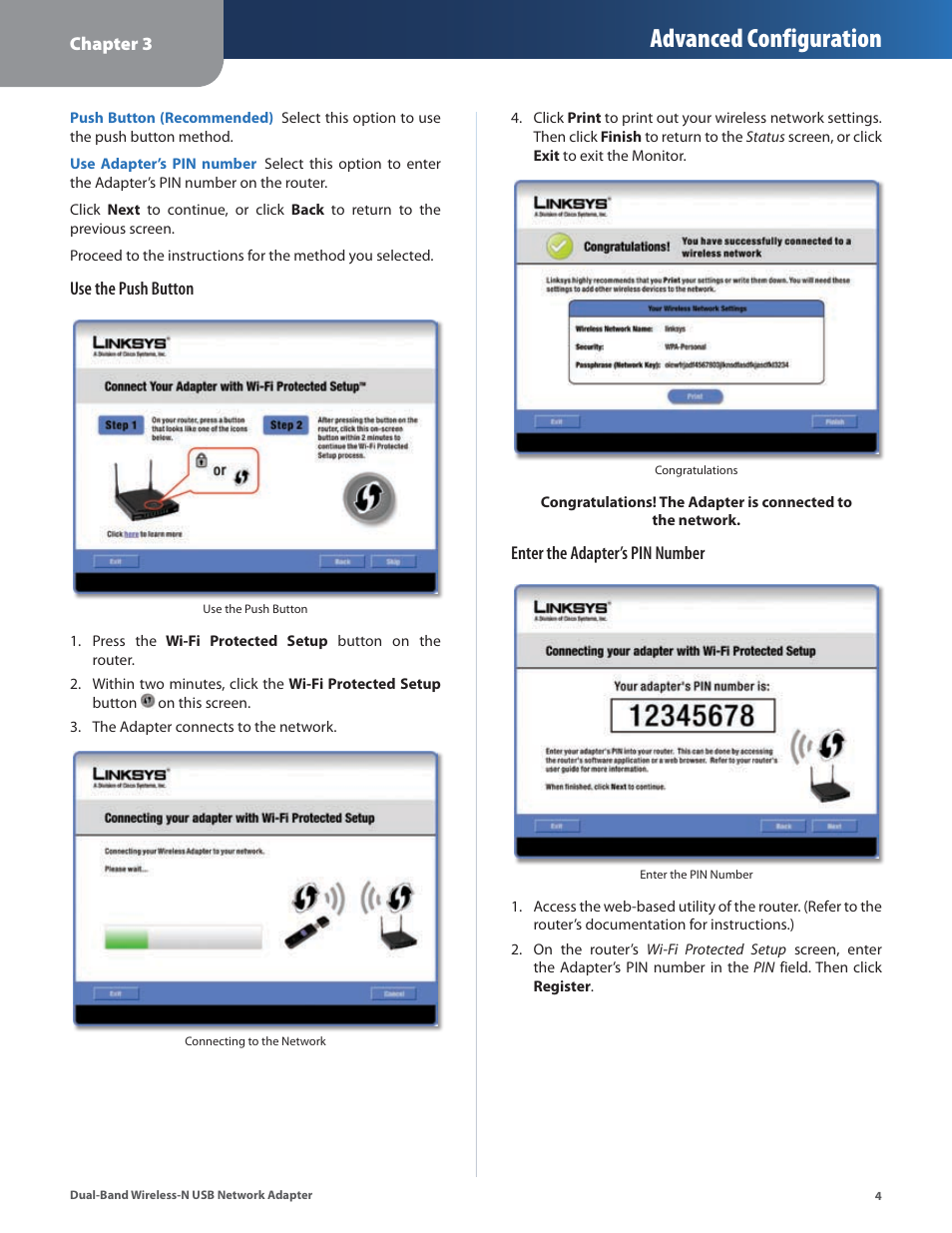 Advanced configuration | Linksys DUAL-BAND WIRELESS-N WUSB600N User Manual | Page 7 / 53